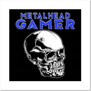 Metalhead Gamer Full Skull Blue Posters and Art